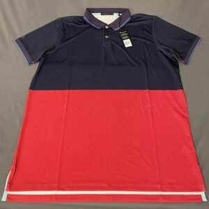 Greyson Golf Shirt Polo Washoe Large Abyss Flamingo Colorblock Polyester Spandex